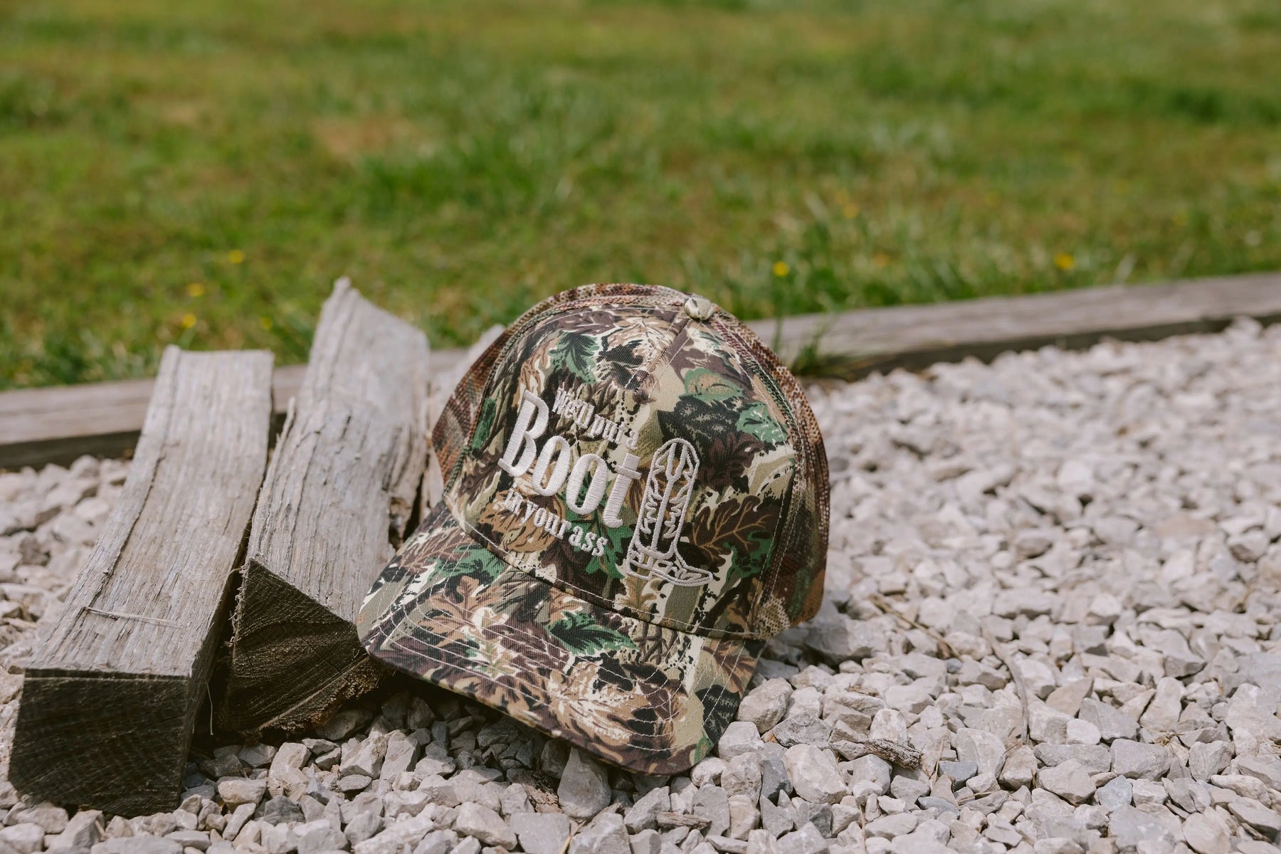 We'll Put A Boot in your Ass - Camo Trucker Hat KenzKustomz