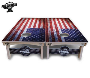 Weathered Flag Cornhole Boards - Pro Solution Elite Series by Cornhole Solutions, custom cornhole board detail photo 3