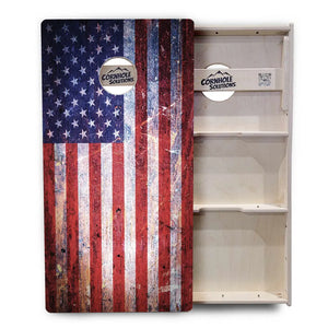 Weathered Flag Cornhole Boards - Professional Tournament Series by Cornhole Solutions, custom cornhole board detail photo 3