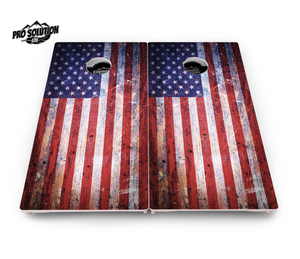 Weathered Flag Cornhole Boards - Pro Solution Lite Series by Cornhole Solutions, custom cornhole board detail photo 2