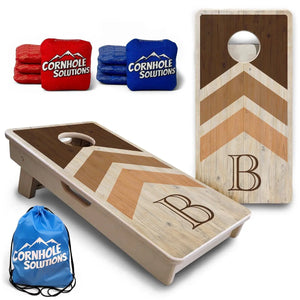 Wedding Arrows - Natural Letter - Mini or Vacation Size Cornhole Boards by Cornhole Solutions, custom cornhole board main product photo