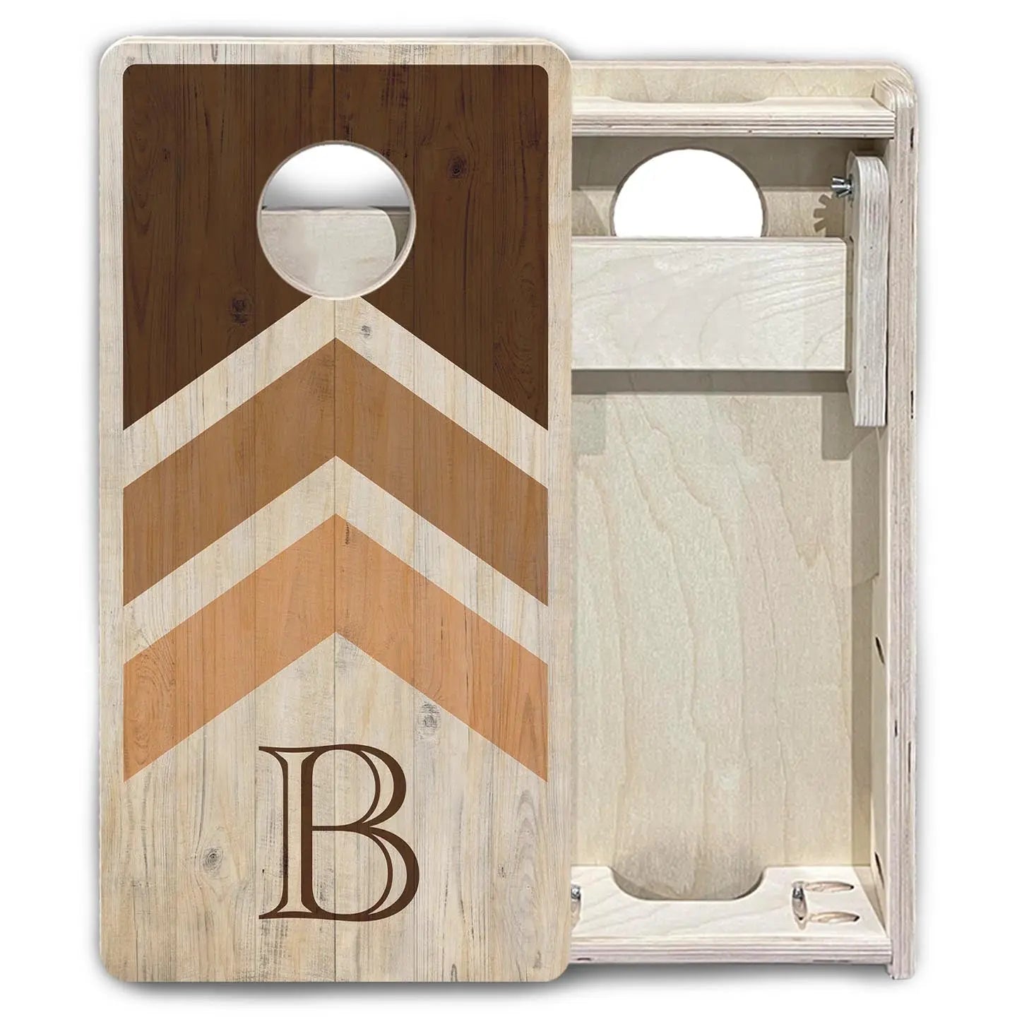 Wedding Arrows - Natural Letter - Mini or Vacation Size Cornhole Boards by Cornhole Solutions, custom cornhole board detail photo 6