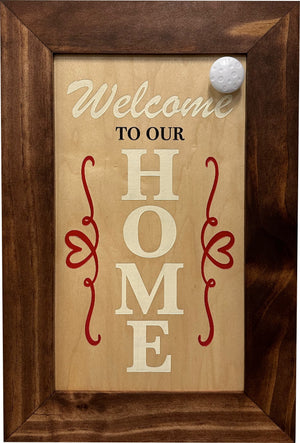 Wood Secure Gun Safe Welcome to our Home Wall Decor (Red Oak)