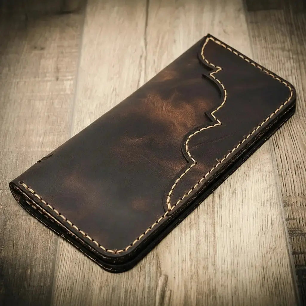 Western Long Wallet by Bull Sheath Leather, handmade leather goods detail photo 7