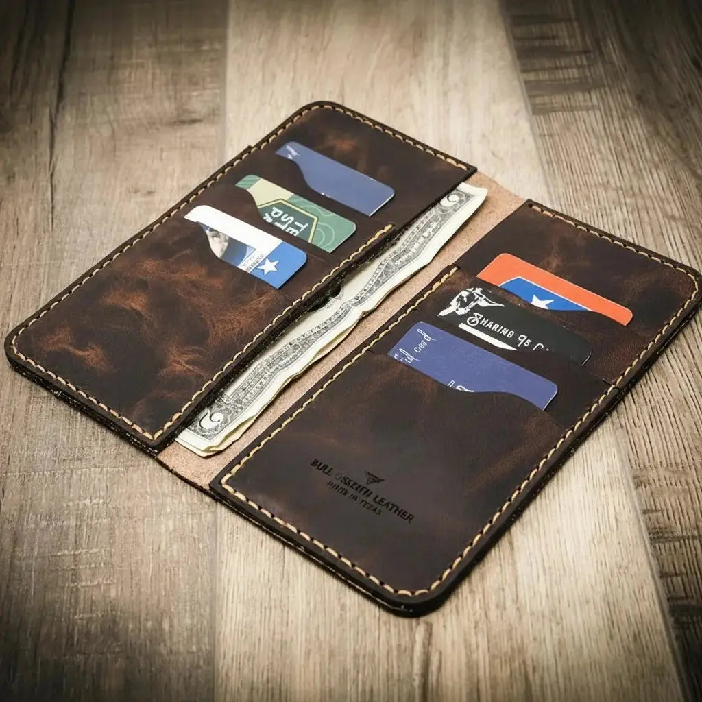 Western Long Wallet by Bull Sheath Leather, handmade leather goods detail photo 8