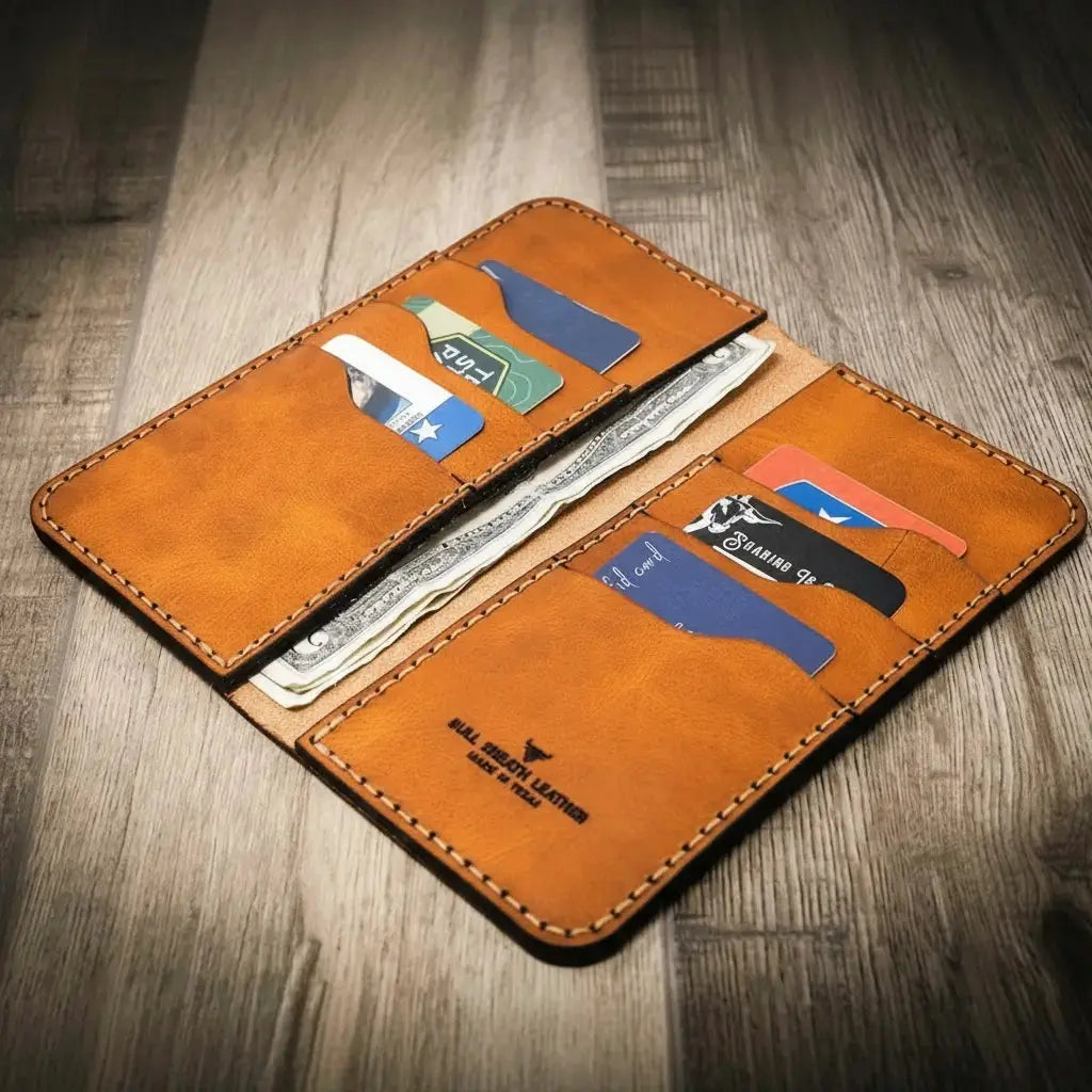 Western Long Wallet by Bull Sheath Leather, handmade leather goods detail photo 12