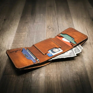 Western Trifold Wallet by Bull Sheath Leather, handmade leather goods detail photo 15