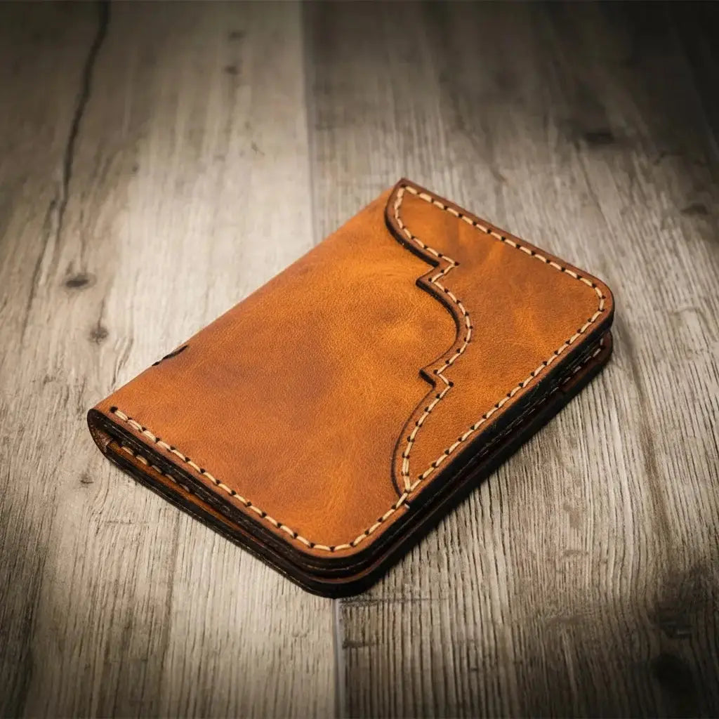Western Vertical Wallet by Bull Sheath Leather, handmade leather goods detail photo 9