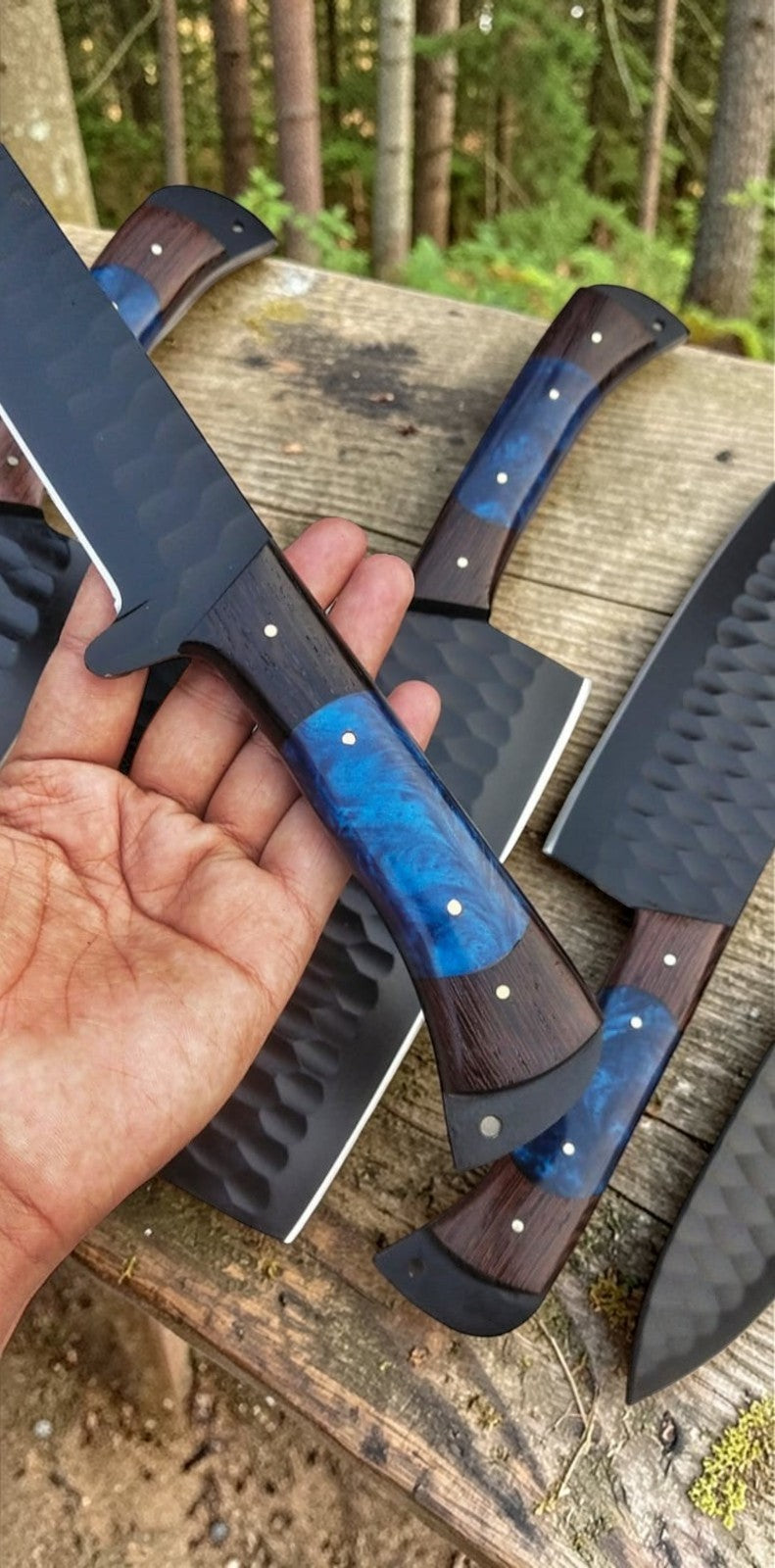 Custom Handmade Chef Knives Set / Kitchen Knives Set / 5Pcs Chef Set / Black Coated Blades Chef Knives Set / BBQ Knives Set / Best gift item / Mother Day Gift / Professional Chef For Gift