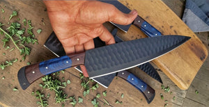 Custom Handmade Chef Knives Set / Kitchen Knives Set / 5Pcs Chef Set / Black Coated Blades Chef Knives Set / BBQ Knives Set / Best gift item / Mother Day Gift / Professional Chef For Gift