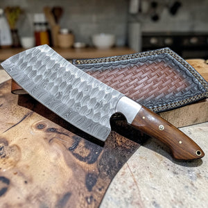 Cleaver Knife | Handmade Damascus Steel Cleaver Knife | Butcher Knife | Kitchen Knife With Rose Wood Handle | Best Gift for him/her