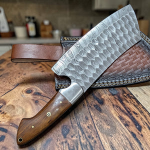 Cleaver Knife | Handmade Damascus Steel Cleaver Knife | Butcher Knife | Kitchen Knife With Rose Wood Handle | Best Gift for him/her