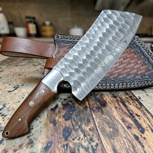 Cleaver Knife | Handmade Damascus Steel Cleaver Knife | Butcher Knife | Kitchen Knife With Rose Wood Handle | Best Gift for him/her