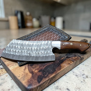 Cleaver Knife | Handmade Damascus Steel Cleaver Knife | Butcher Knife | Kitchen Knife With Rose Wood Handle | Best Gift for him/her