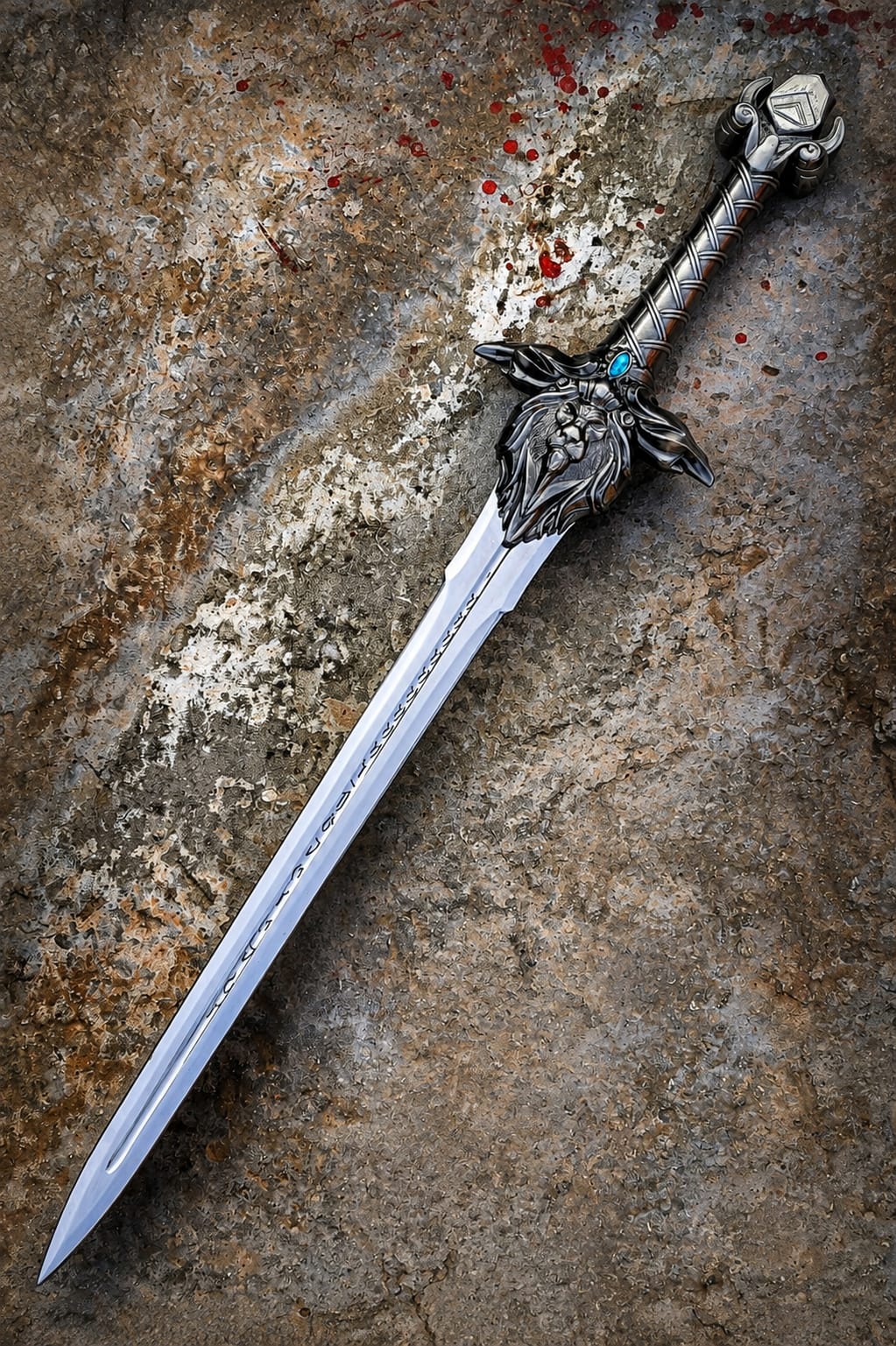 D2 Steel Medieval Sword | 36" | Engraved Blade | Stainless Steel Handle & Guard | Leather Sheath