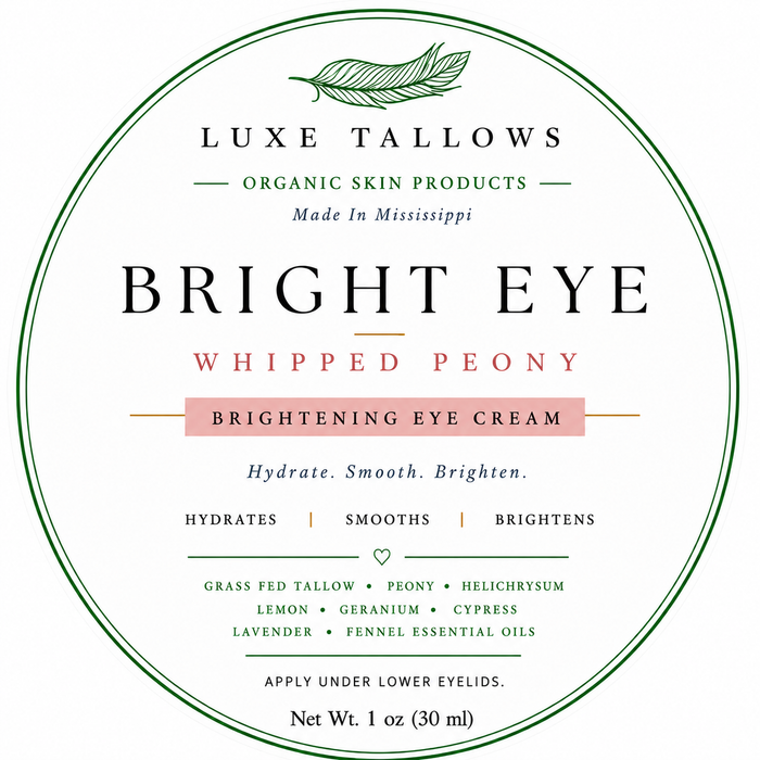 Luxe Tallows Whipped Peony Bright Eye  I  Lightweight Tallow Eye Cream | 2 oz
