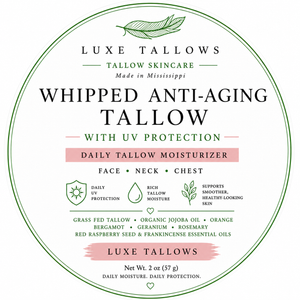 Luxe Tallows Whipped Anti-Aging Tallow with UV Protection — Daily Face Moisturizer | 2 oz by Luxe Tallows, handmade bath and body detail photo 2