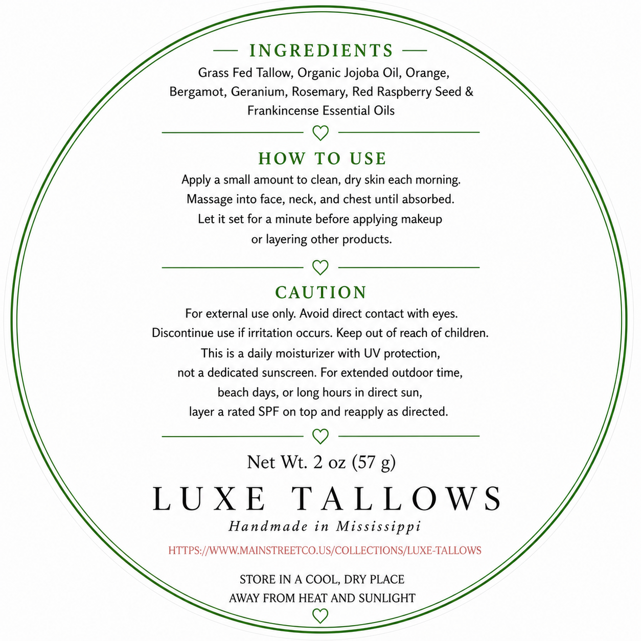 Luxe Tallows Whipped Anti-Aging Tallow with UV Protection — Daily Face Moisturizer | 2 oz by Luxe Tallows, handmade bath and body detail photo 3