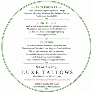 Luxe Tallows Whipped Anti-Aging Tallow with UV Protection — Daily Face Moisturizer | 2 oz by Luxe Tallows, handmade bath and body detail photo 3