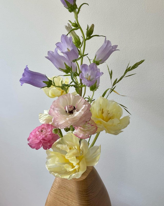 White Oak Wooden Vase with Bronze Base Alabama Sawyer