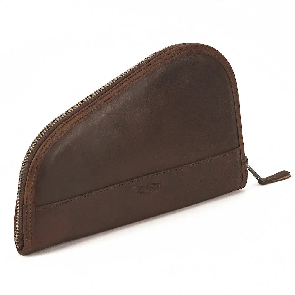 White Wing Leather Hunting Pistol Case by Mission Mercantile Leather Goods, handmade leather goods detail photo 4