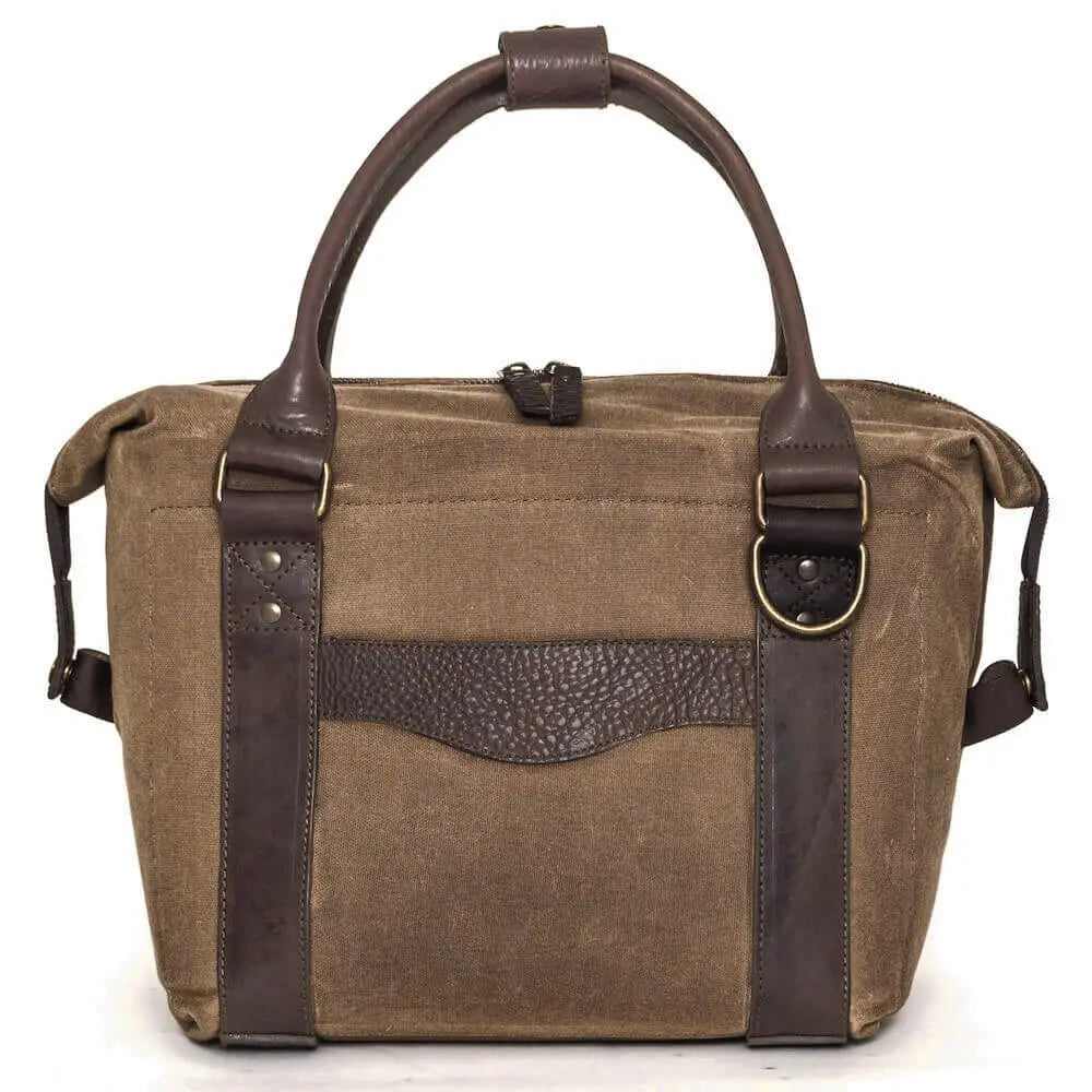 White Wing Waxed Canvas Cooler by Mission Mercantile Leather Goods, handmade leather goods detail photo 3