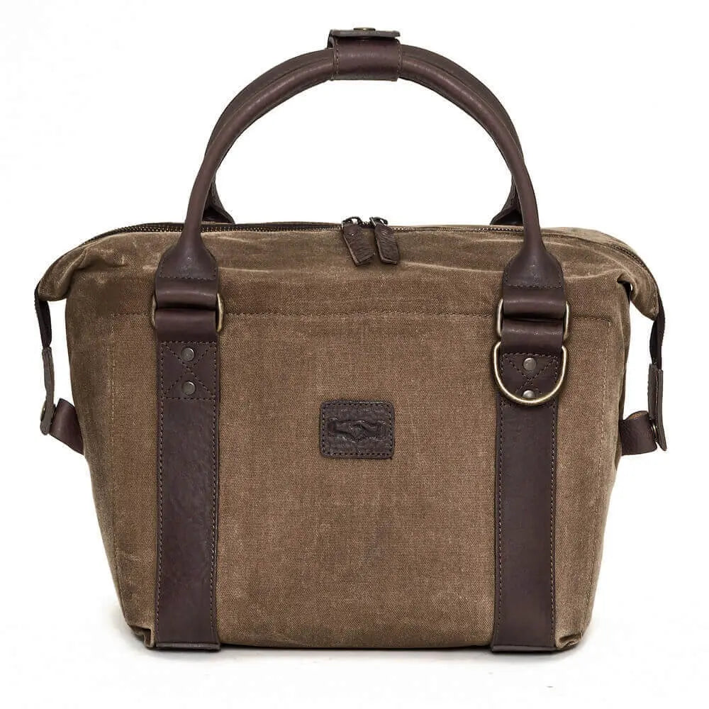 White Wing Waxed Canvas Cooler by Mission Mercantile Leather Goods, handmade leather goods detail photo 4