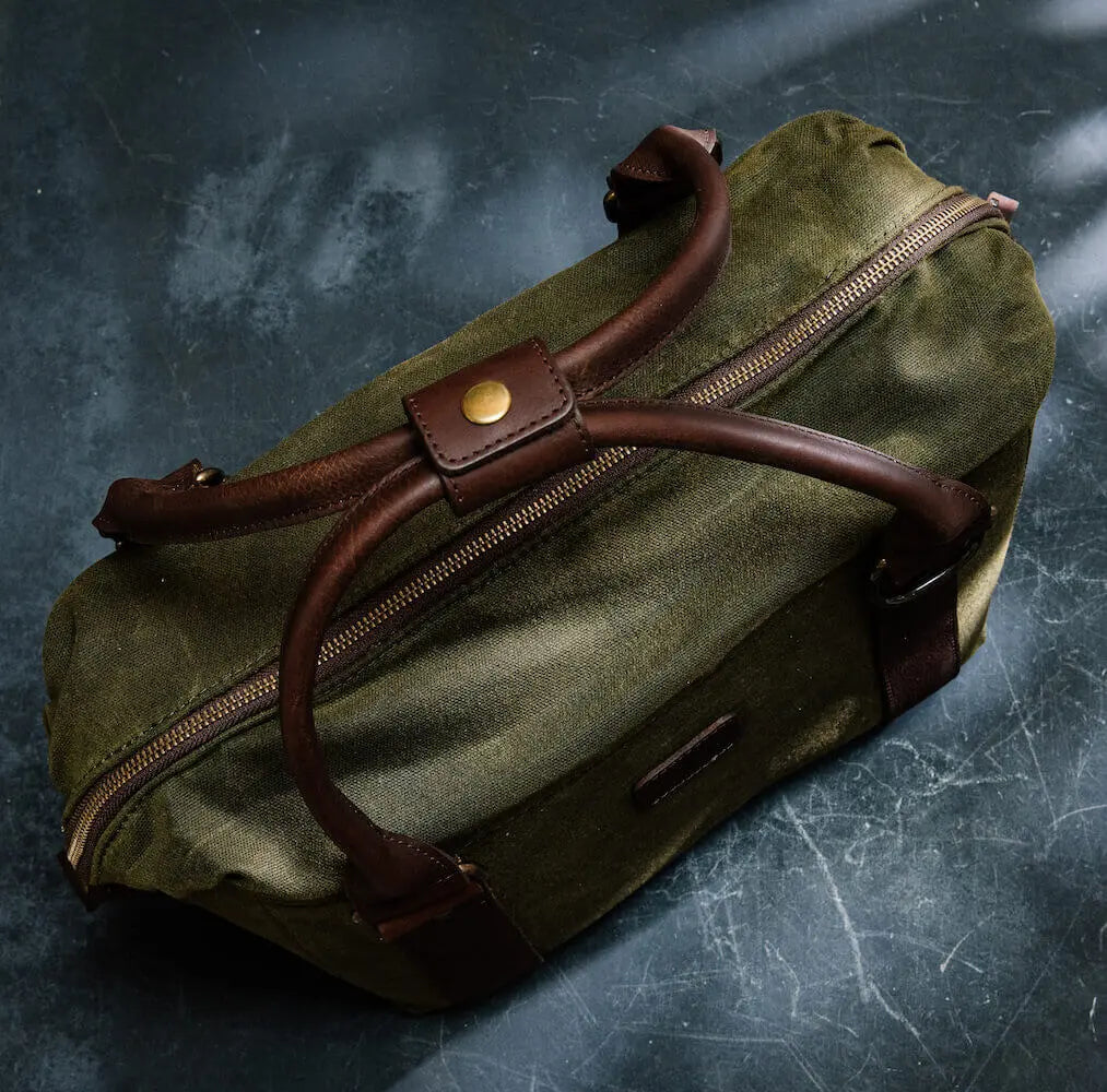 White Wing Waxed Canvas Cooler by Mission Mercantile Leather Goods, handmade leather goods detail photo 8