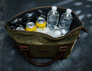White Wing Waxed Canvas Cooler by Mission Mercantile Leather Goods, handmade leather goods detail photo 9