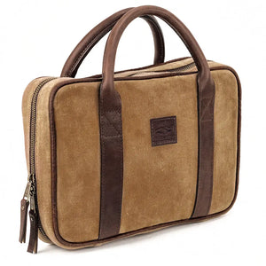 White Wing Waxed Canvas Deluxe Pistol Case by Mission Mercantile Leather Goods, handmade leather goods detail photo 5