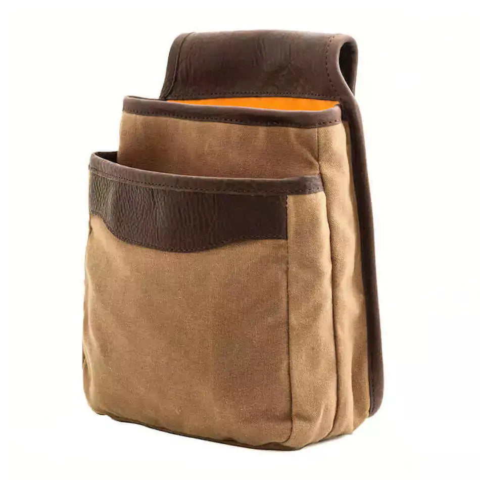 White Wing Waxed Canvas Hunting Double Belt Pouch by Mission Mercantile Leather Goods, handmade leather goods detail photo 2