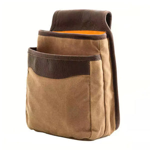 White Wing Waxed Canvas Hunting Double Belt Pouch by Mission Mercantile Leather Goods, handmade leather goods detail photo 2