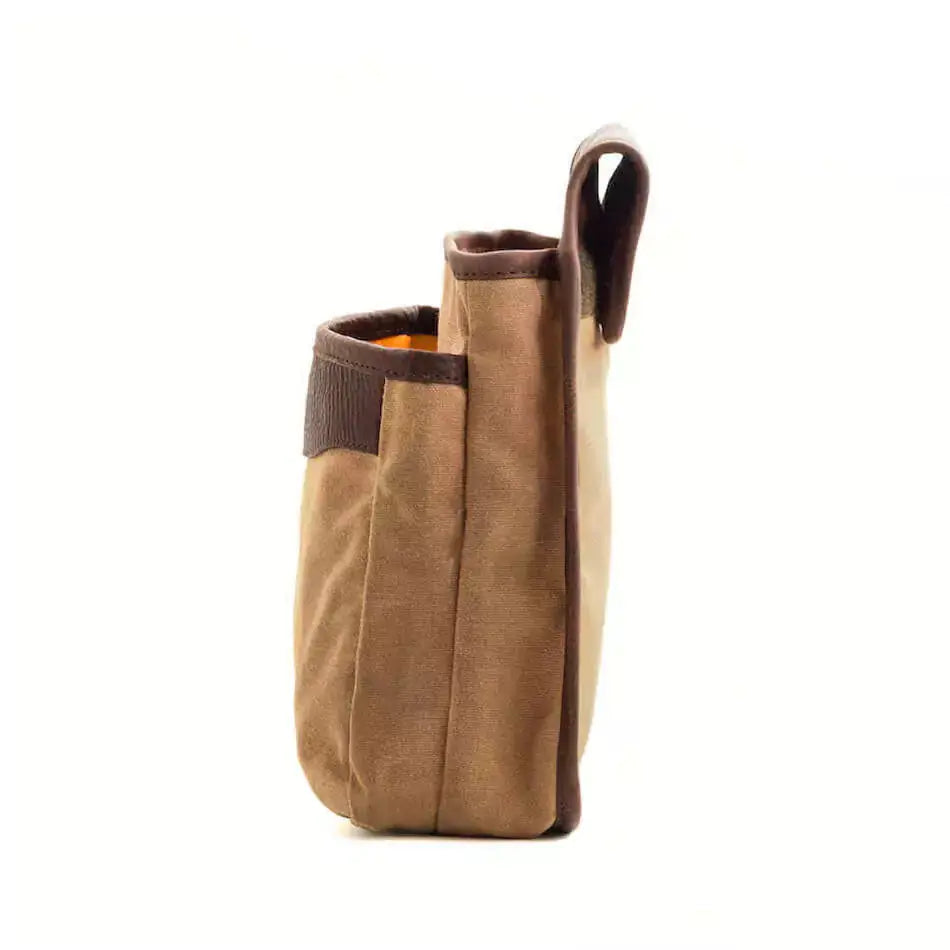 White Wing Waxed Canvas Hunting Double Belt Pouch by Mission Mercantile Leather Goods, handmade leather goods detail photo 3