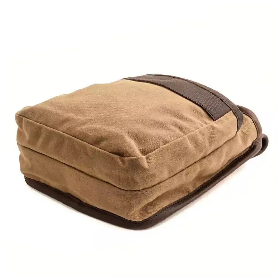White Wing Waxed Canvas Hunting Double Belt Pouch by Mission Mercantile Leather Goods, handmade leather goods detail photo 4