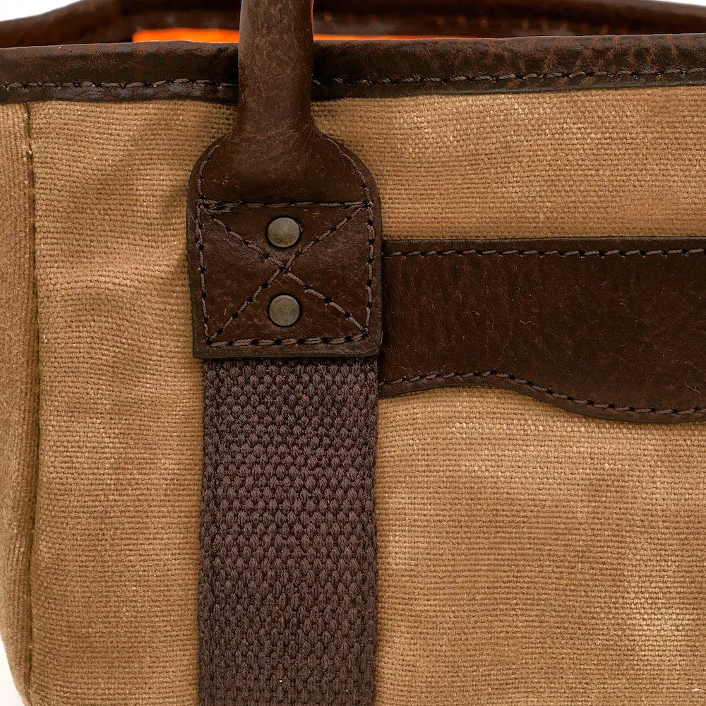 White Wing Waxed Canvas Hunting Four Box Shell Carrier by Mission Mercantile Leather Goods, handmade leather goods detail photo 7