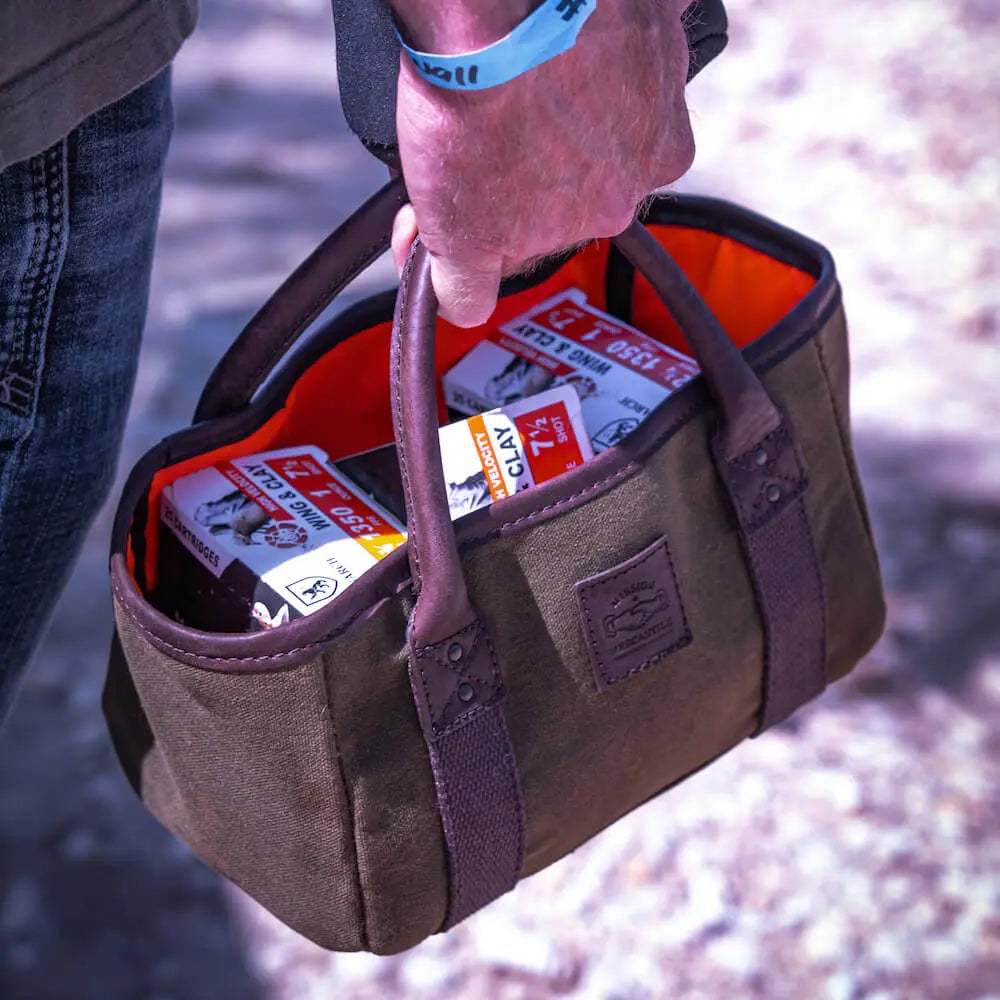 White Wing Waxed Canvas Hunting Four Box Shell Carrier by Mission Mercantile Leather Goods, handmade leather goods detail photo 9