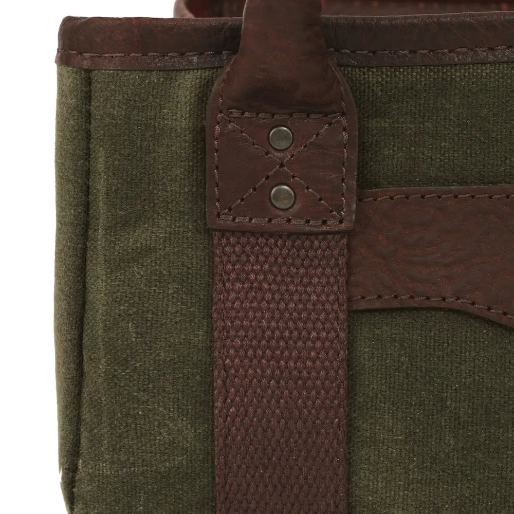 White Wing Waxed Canvas Hunting Four Box Shell Carrier by Mission Mercantile Leather Goods, handmade leather goods detail photo 14