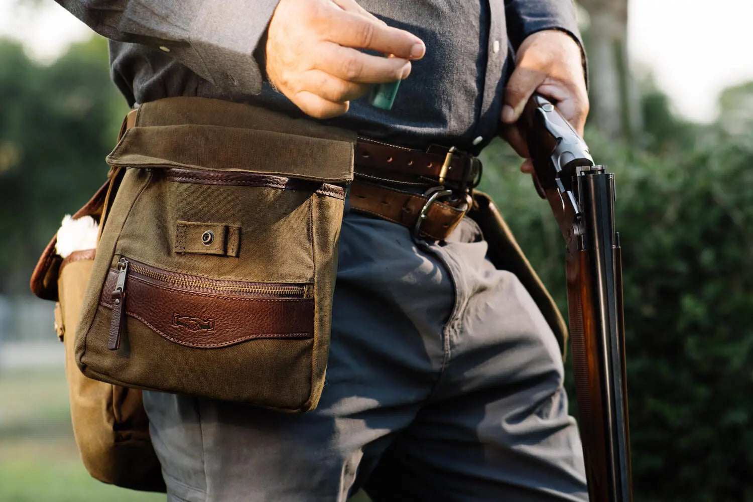 White Wing Waxed Canvas Hunting Game Bag Set by Mission Mercantile Leather Goods, handmade leather goods detail photo 12