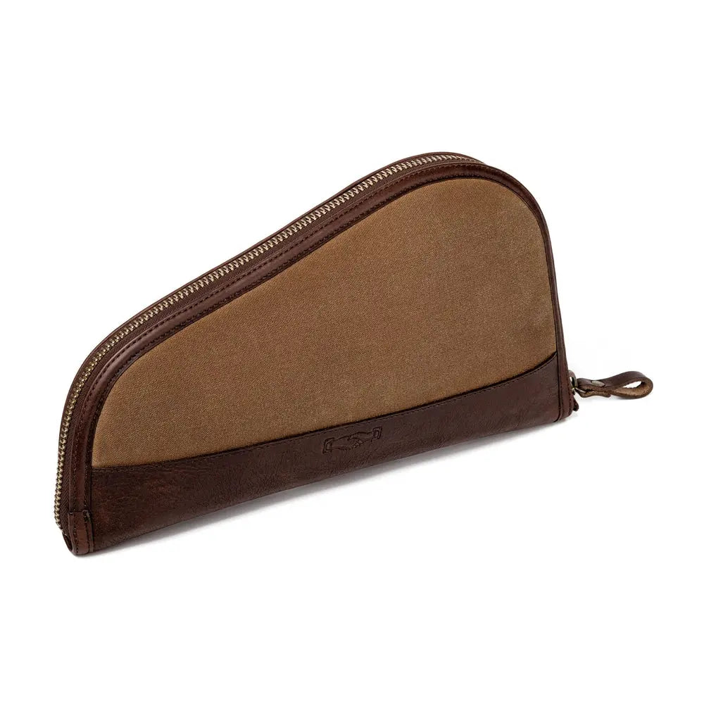 White Wing Waxed Canvas Hunting Pistol Case by Mission Mercantile Leather Goods, handmade leather goods detail photo 6