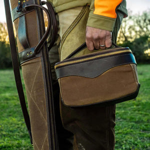 White Wing Waxed Canvas Hunting Shotgun Case by Mission Mercantile Leather Goods, handmade leather goods detail photo 6