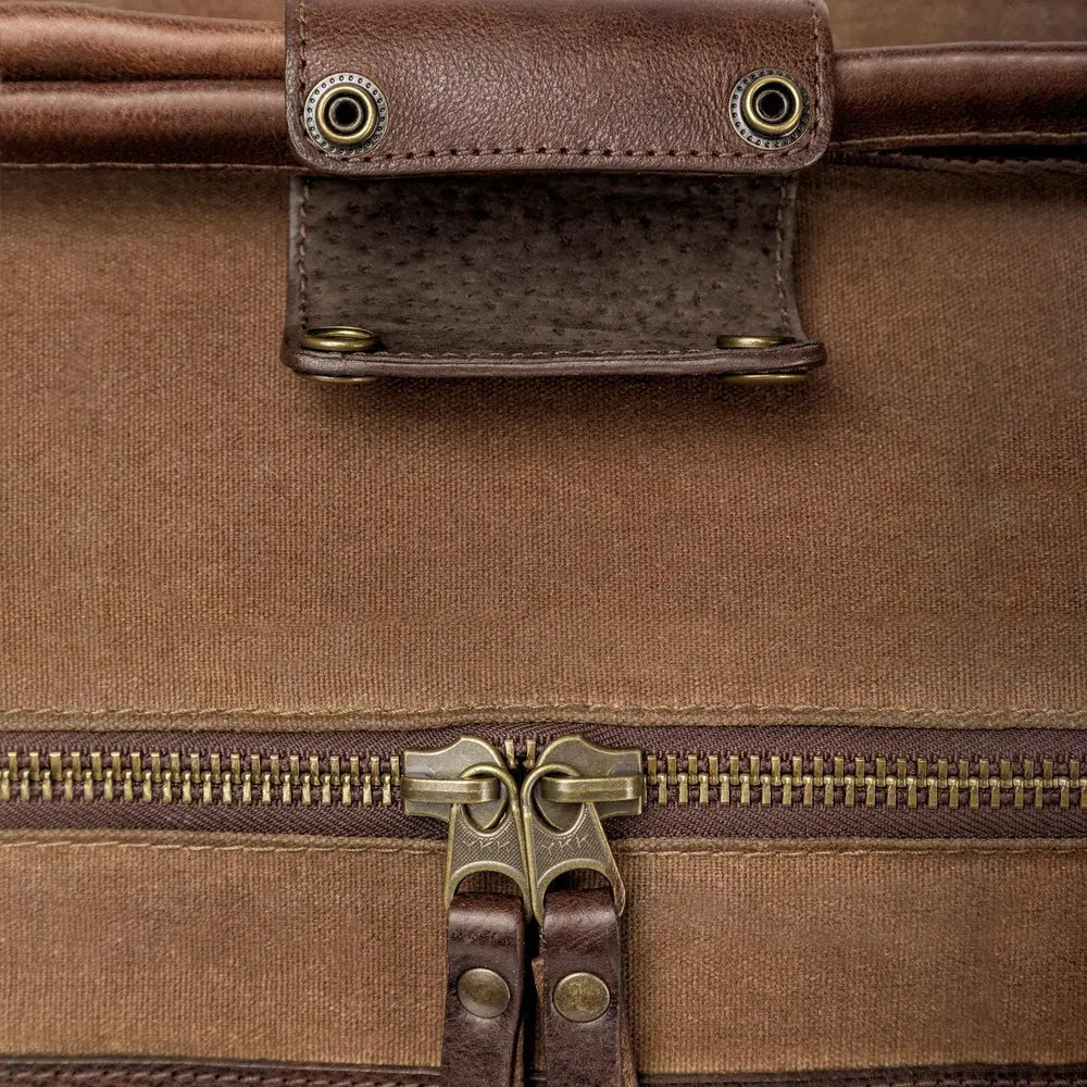 White Wing Waxed Canvas Scout Cooler by Mission Mercantile Leather Goods, handmade leather goods detail photo 7