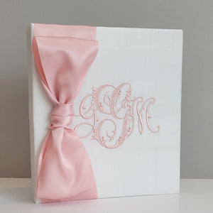 Baby Memory Book - White Silk (w/ SATIN Bow) by AP Creations in Tuscaloosa, paper gift main product photo