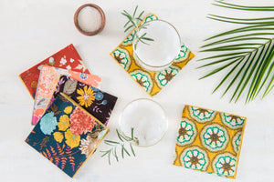 Winter Blue Floral Cloth Napkins, set of four by Dot and Army, table linens detail photo 4