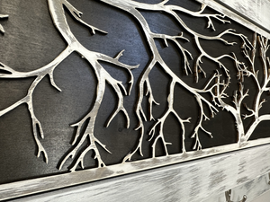 Winter Family Tree Gun Concealment Decor - Handcrafted Wooden Gun Cabinets - Gun Shelf Hidden Storage for Rifles, Shotguns, & Handguns - Quick Access Hidden Wall Safe