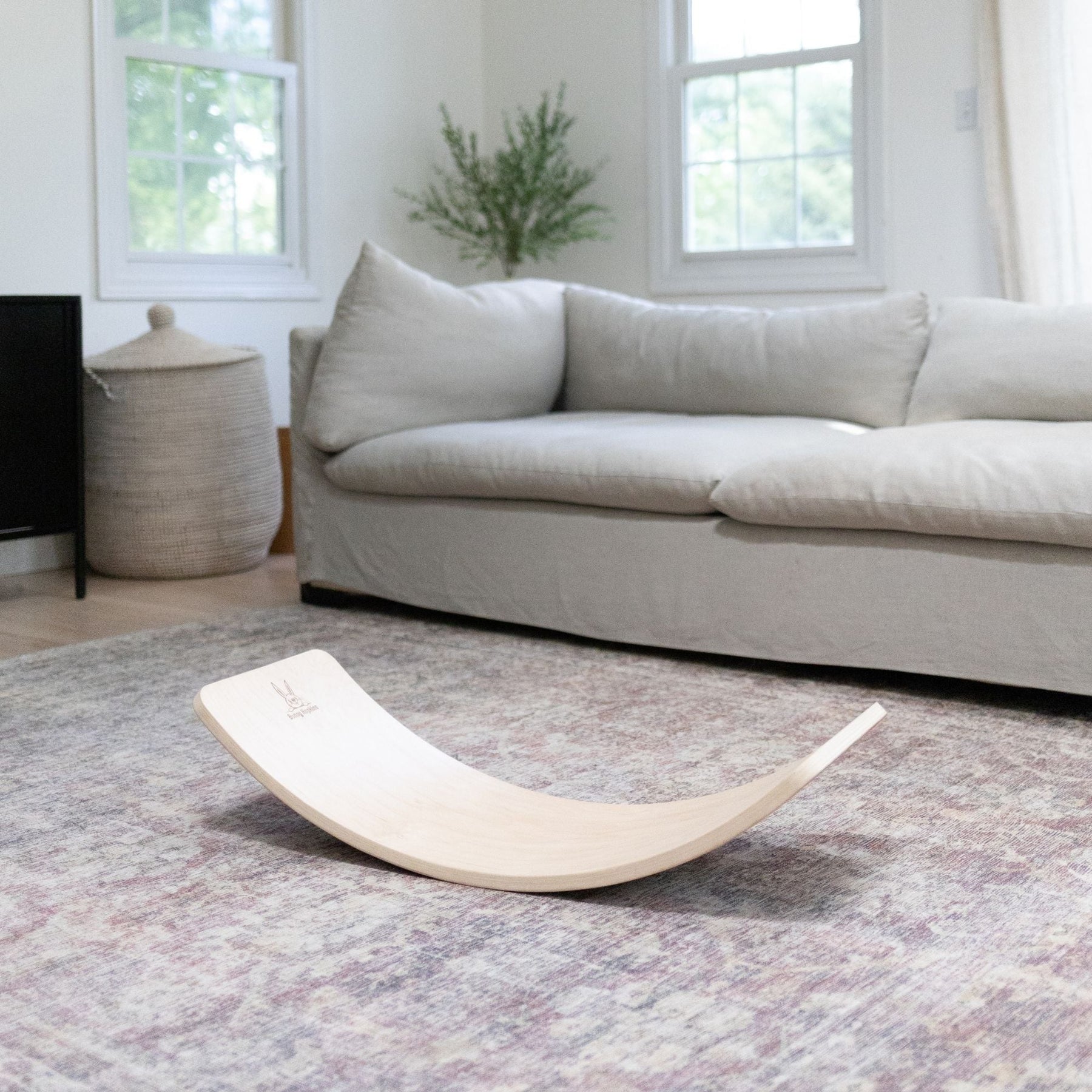 Wobble Board by Bunny Hopkins, handcrafted wooden activity toy product and lifestyle photo 11