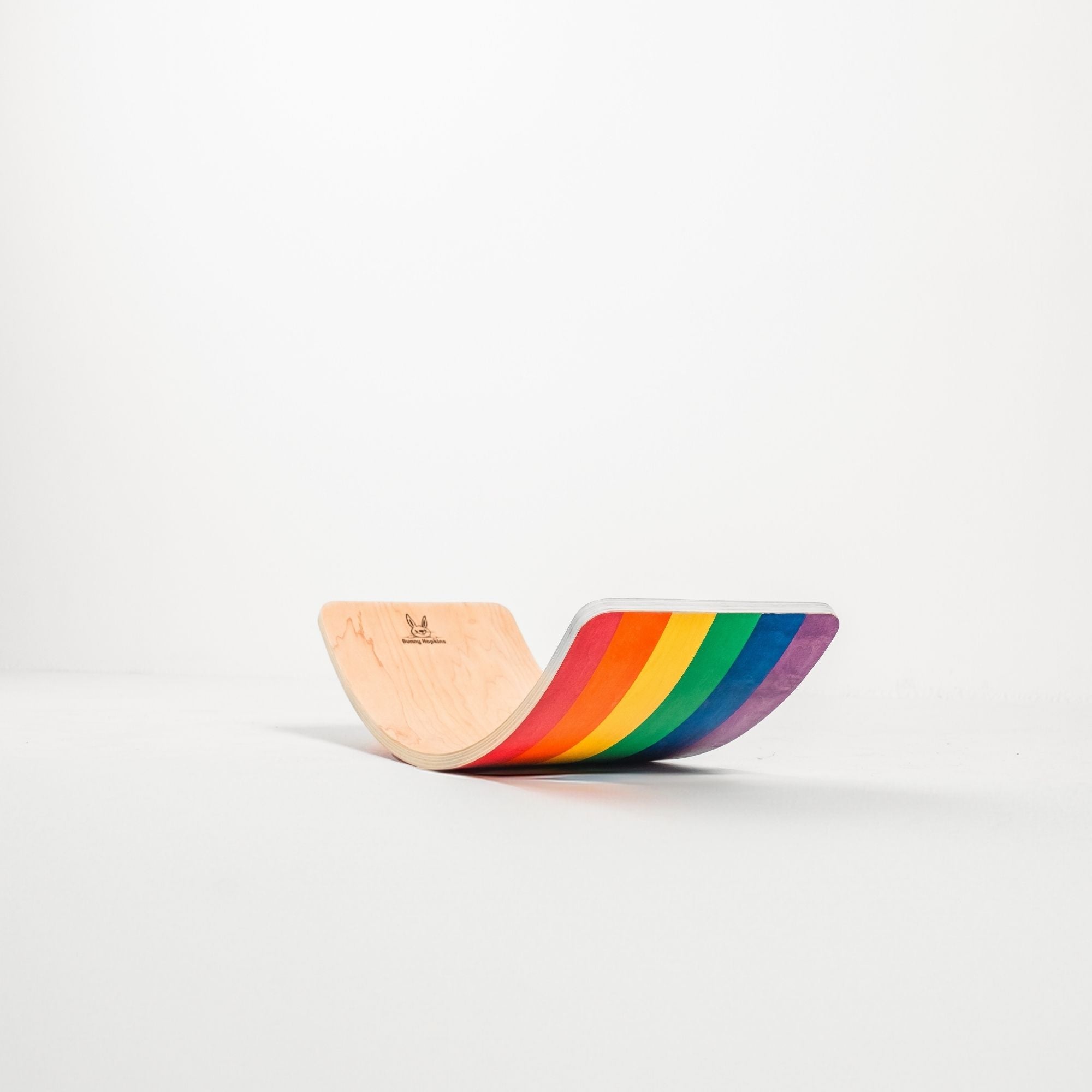 Wobble Board by Bunny Hopkins, handcrafted wooden activity toy product and lifestyle photo 2
