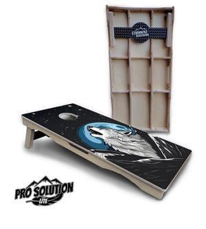 Wolf Howling Cornhole Boards - Pro Solution Lite Series by Cornhole Solutions, custom cornhole board main product photo