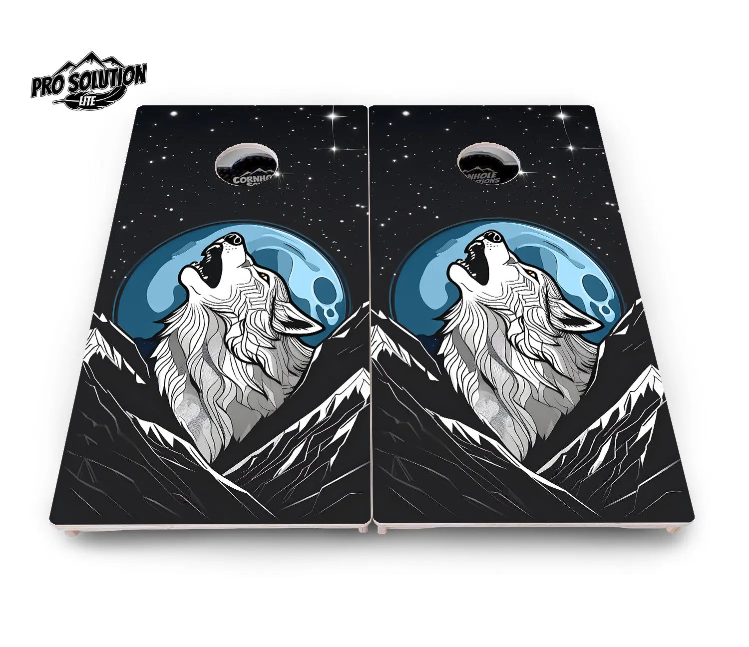 Wolf Howling Cornhole Boards - Pro Solution Lite Series by Cornhole Solutions, custom cornhole board detail photo 3