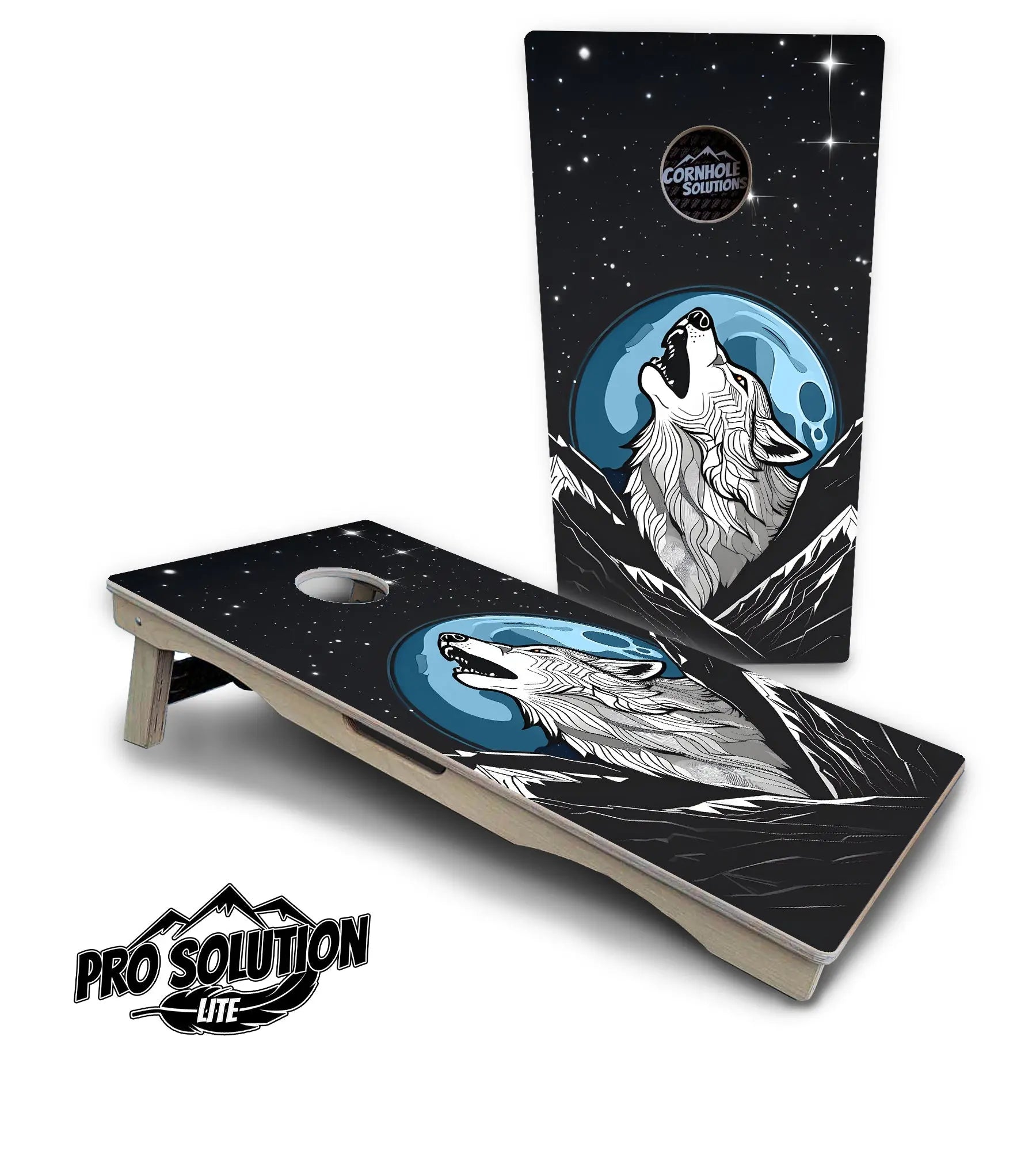 Wolf Howling Cornhole Boards - Pro Solution Lite Series by Cornhole Solutions, custom cornhole board detail photo 5