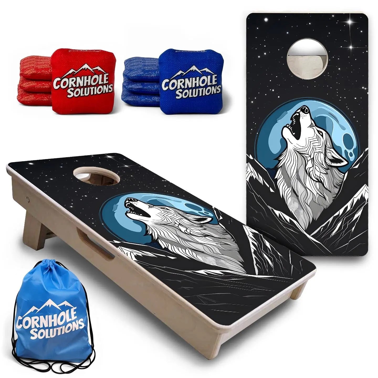 Wolf Howling - Mini or Vacation Size Cornhole Boards Cornhole Solutions
